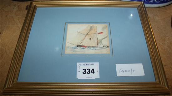 Watercolour of a sailing boat(-)